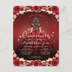 Bloemen Bourgondië rood goud glam prinses quincean Briefkaart