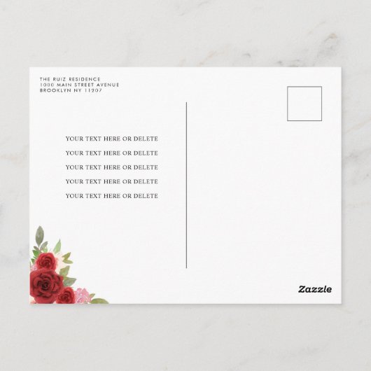 Bloemen Bourgondië rood goud glam prinses quincean Briefkaart (Achterkant)