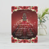 Bloemen Bourgondië rood goud glam prinses quincean Kaart (Staand voorkant)