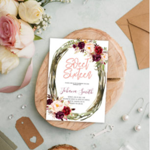 Bloemen Bourgondië roze zoet zestien 16e verjaarda Kaart