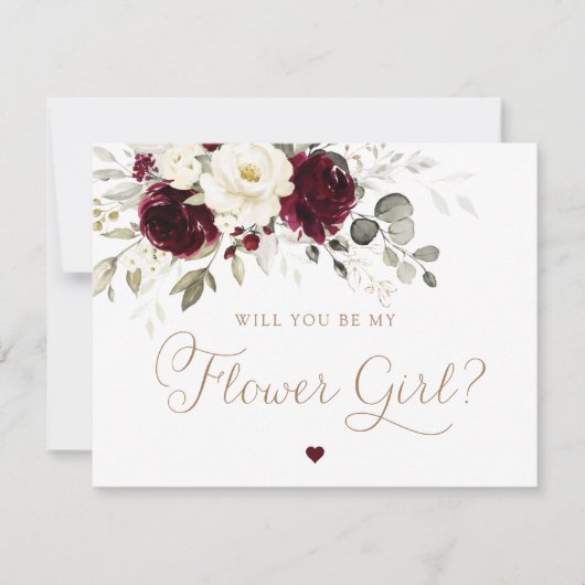 Bloemen Bourgondië wit groen Bloemenmeisje bruilof Kaart (Voorkant)