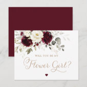 Bloemen Bourgondië wit groen Bloemenmeisje bruilof Kaart (Voorkant / Achterkant)