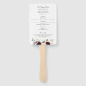 Bloemen Bourgondië wit groen bruiloft programma Handwaaier (Achterkant)