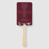 Bloemen Bourgondië wit groen bruiloft programma Handwaaier (Achterkant)