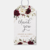 Bloemen Bourgondië wit groen goud bruiloft Cadeaulabel (Voorkant)