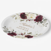 Bloemen Bourgondië wit groen goud Vrijgezellenfees Papieren Bordje (Gekanteld)