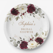 Bloemen Bourgondië wit groen goud Vrijgezellenfees Papieren Bordje (Voorkant)