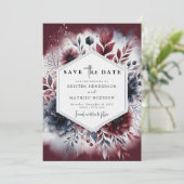 Bloemen Bourgondische bruiloft Save The Date (Staand voorkant)