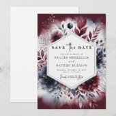 Bloemen Bourgondische bruiloft Save The Date (Voorkant / Achterkant)