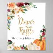 Bloemen Bourgondische pompoen Baby shower luier Ra Poster (Voorkant)