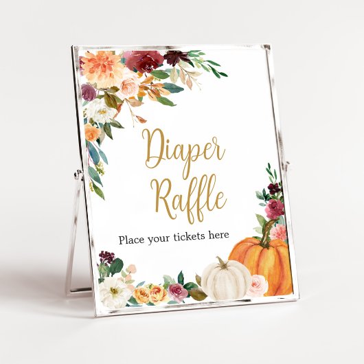 Bloemen Bourgondische pompoen Baby shower luier Ra Poster