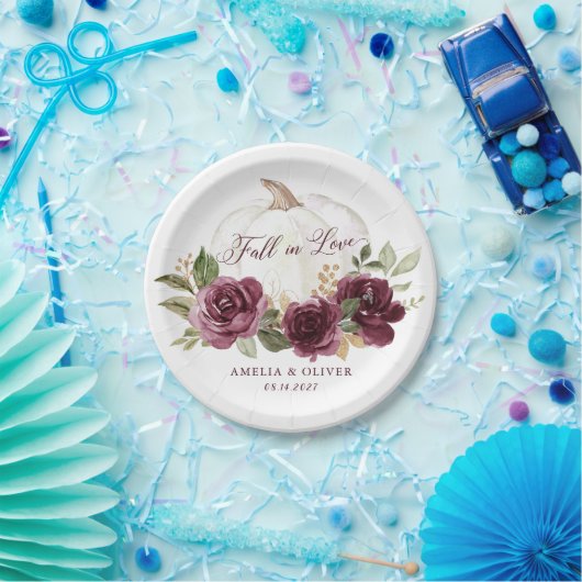 Bloemen Bourgondische pompoen bruiloft Herfst in l Papieren Bordje (Feest)