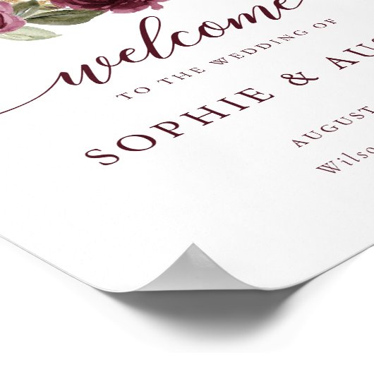 Bloemen Bourgondische pompoen herfst bruiloft welk Poster (Hoek)