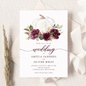 Bloemen Bourgondische pompoen Herfst groen bruilof Kaart