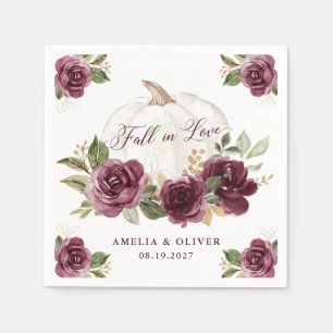 Bloemen Bourgondische pompoen Herfst in liefde bru Servet