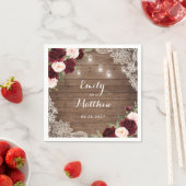 Bloemen Bourgondische rustieke houten kanten strin Servet (Insitu)