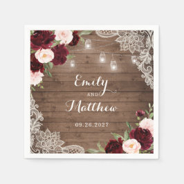 Bloemen Bourgondische rustieke houten kanten strin Servet