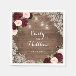 Bloemen Bourgondische rustieke houten kanten strin Servet