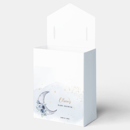 Bloemen boven de maan Baby shower Bedankdoosjes (Geopend)