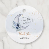 Bloemen boven de maan Baby shower Bedankjes Labels (Voorkant)