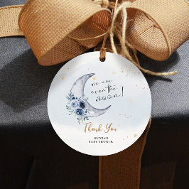 Bloemen boven de maan Baby shower Bedankjes Labels