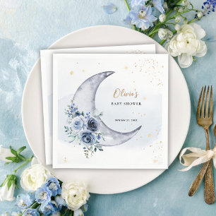 Bloemen boven de maan Baby shower Servet