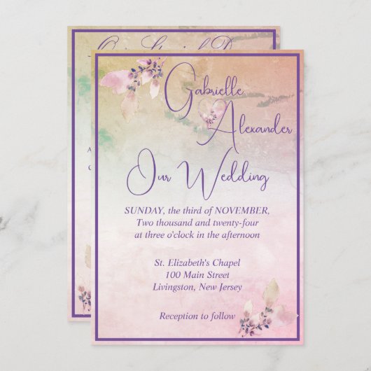 Bloemen boven de wolken QR code bruiloft Kaart (Voorkant / Achterkant)