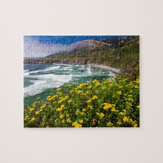 Bloemen boven zand dollair strand legpuzzel (Horizontaal)