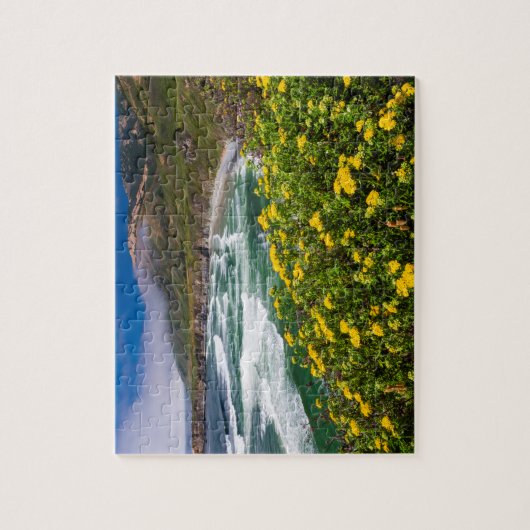 Bloemen boven zand dollair strand legpuzzel (Verticaal)