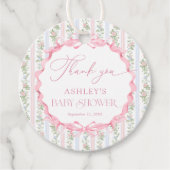 Bloemen Bow Meisje Baby shower Dank u Bedankjes Labels (Voorkant)