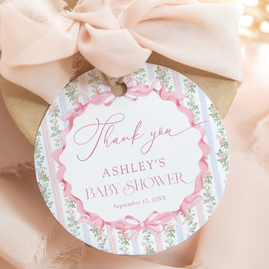 Bloemen Bow Meisje Baby shower Dank u Bedankjes Labels