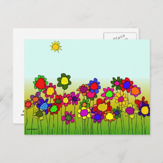 'bloemen' briefkaart (Voorkant / Achterkant)