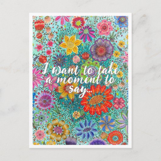 Bloemen Briefkaart gedrukt van originele artwork. (Voorkant)