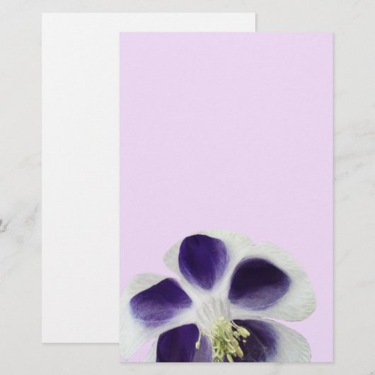 Bloemen briefpapier, paarse en witte bloesem briefpapier (Voorkant / Achterkant)