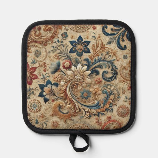 Bloemen Brokaat Patroon 2 Pannenlap (Voorkant)