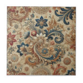   Bloemen Brokaat Patroon 2 Tegeltje (Voorkant)