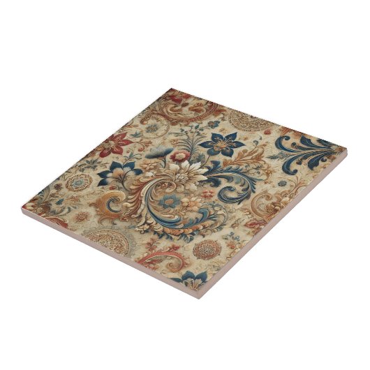   Bloemen Brokaat Patroon 2 Tegeltje (Zijkant)