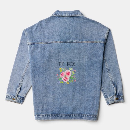 Bloemen Bruids Denim Jas Mooie Paarse Flora Jacket (Achterkant)