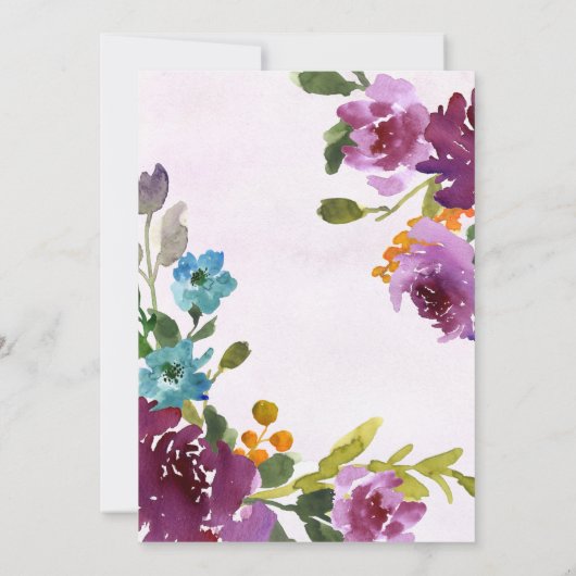 Bloemen Bruids Douche Uitnodiging - Jewel Tones (Achterkant)