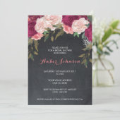 Bloemen bruids douche uitnodiging krijtbord (Staand voorkant)