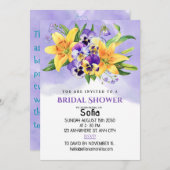 Bloemen Bruids Douche Uitnodiging - Lily en Pansy (Voorkant / Achterkant)
