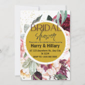 Bloemen Bruids Douche Uitnodiging met Gold Circle (Voorkant)