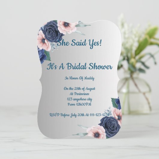 Bloemen bruids douche uitnodiging, modern, boho. kaart (Staand voorkant)