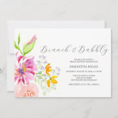 Bloemen Bruids Douche Uitnodigingen Levendig Roze (Voorkant)