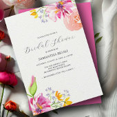 Bloemen Bruids Douche Uitnodigingen Levendig Roze