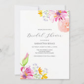 Bloemen Bruids Douche Uitnodigingen Levendig Roze (Voorkant)