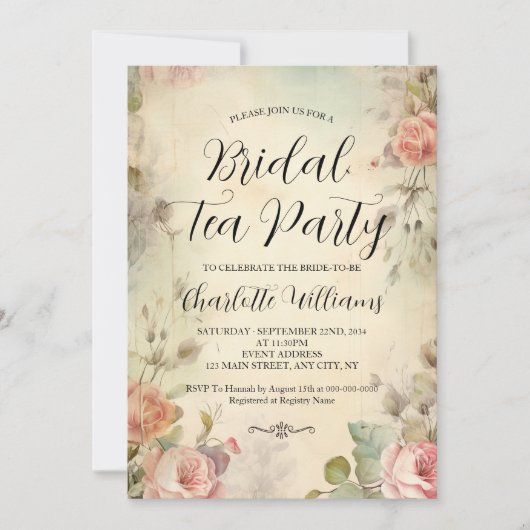  Bloemen Bruids Tea Party Douche Kaart (Voorkant)