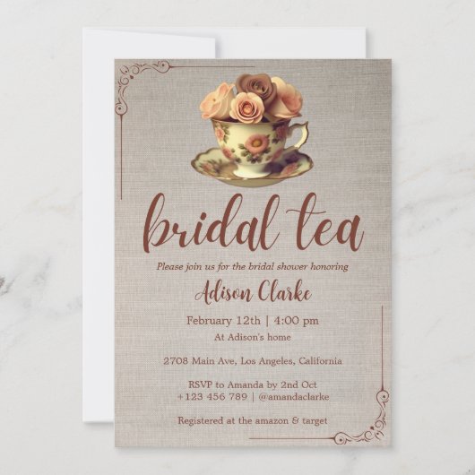 Bloemen bruids Tea Party Vrijgezellenfeest Kaart (Voorkant)