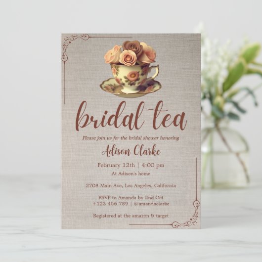 Bloemen bruids Tea Party Vrijgezellenfeest Kaart (Staand voorkant)