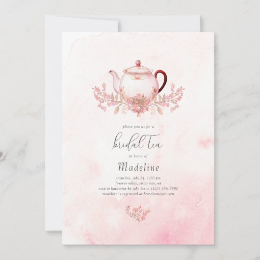 Bloemen bruids thee bruids douche uitnodiging (Voorkant)